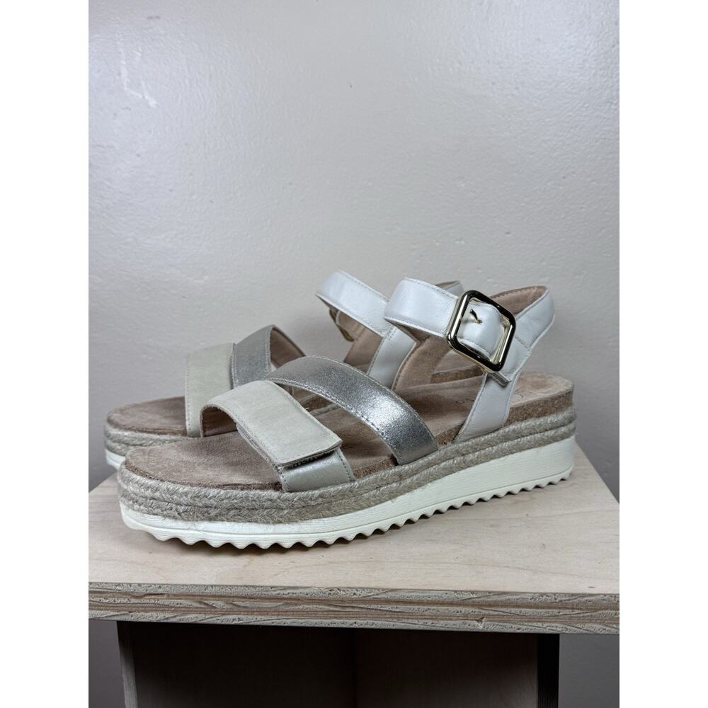 Brioso Womens Sandals 8.5 Tan Gold Cream Leather Fairdene Arch Support Platform
